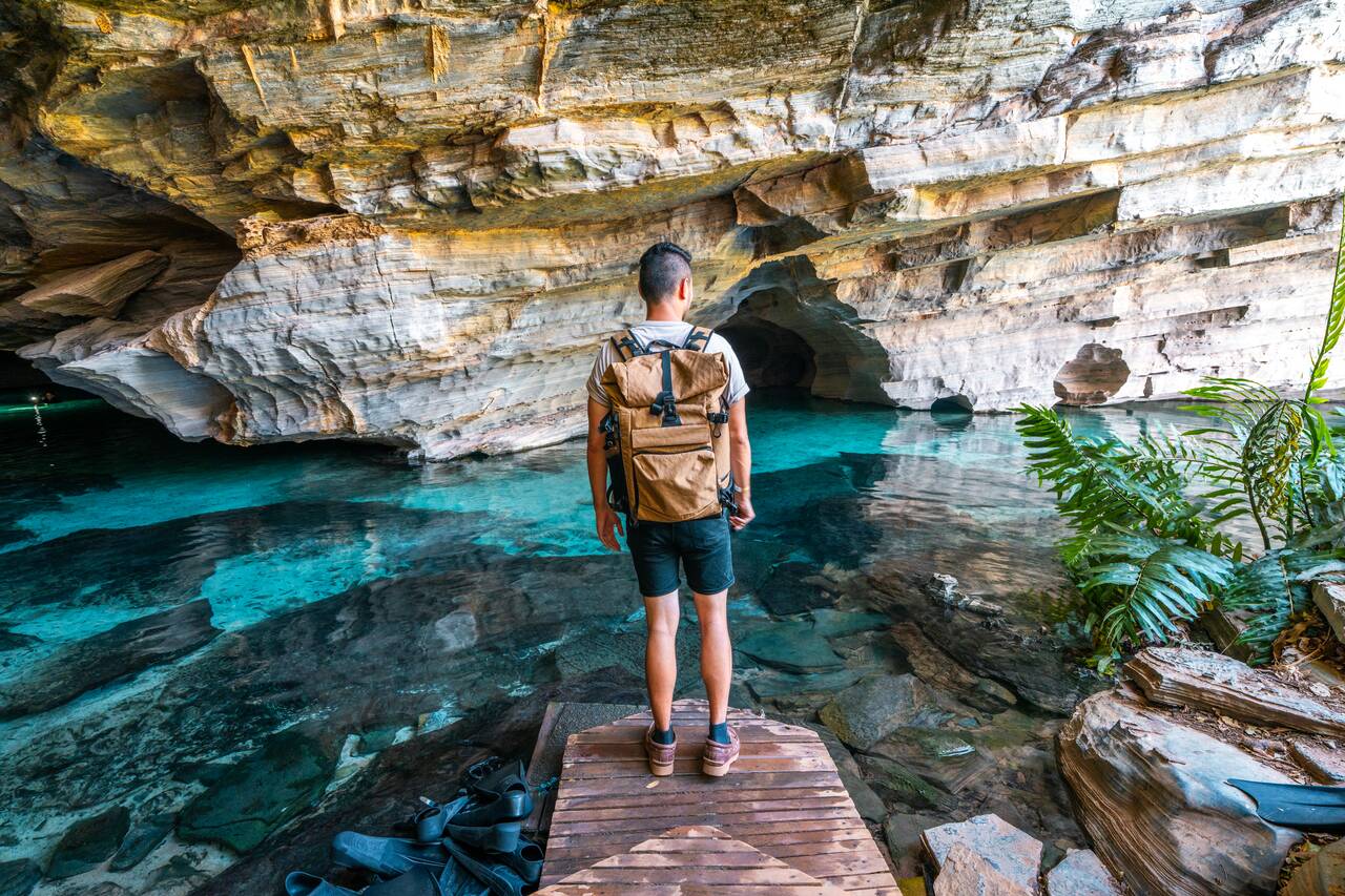 Me looking at the clear water at Pratinha