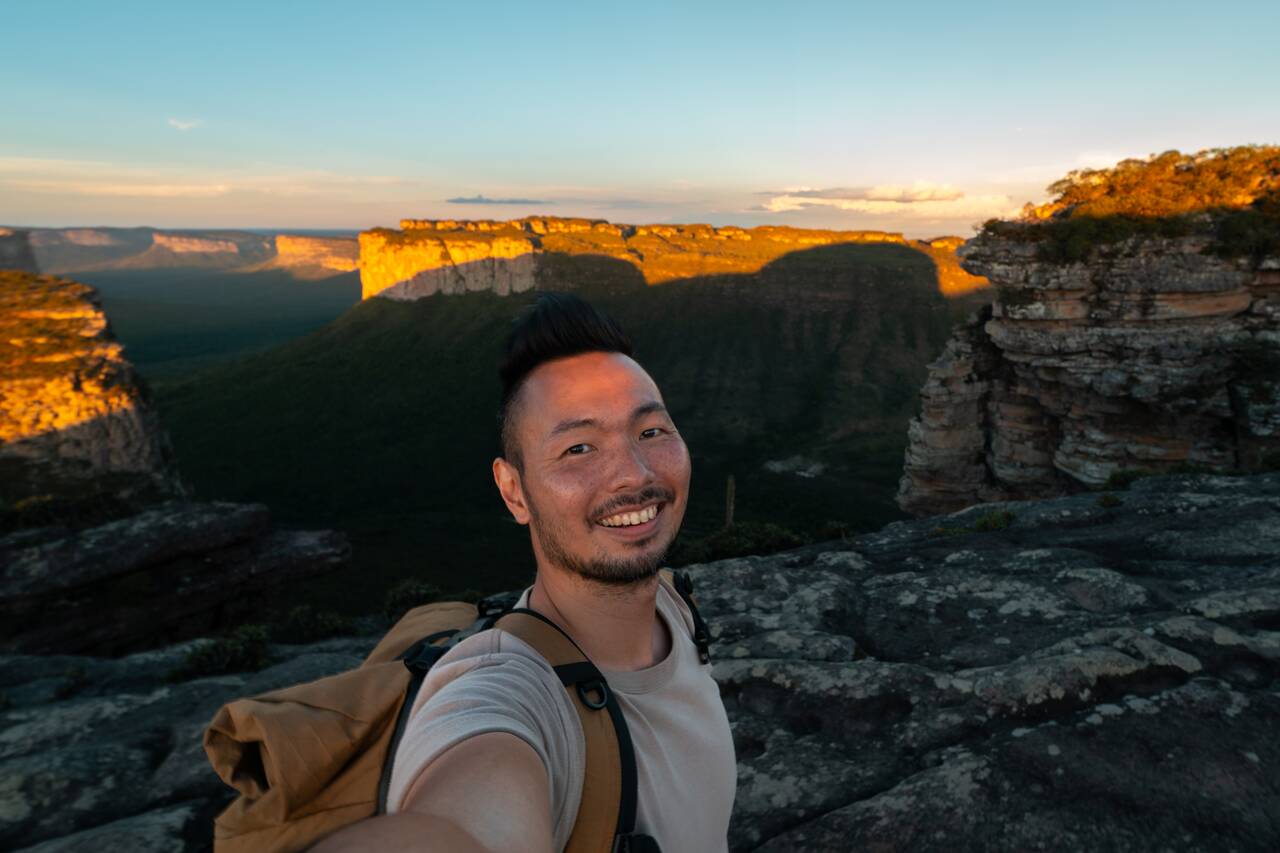 Me watching the sunset at Morro do Pai Inácio