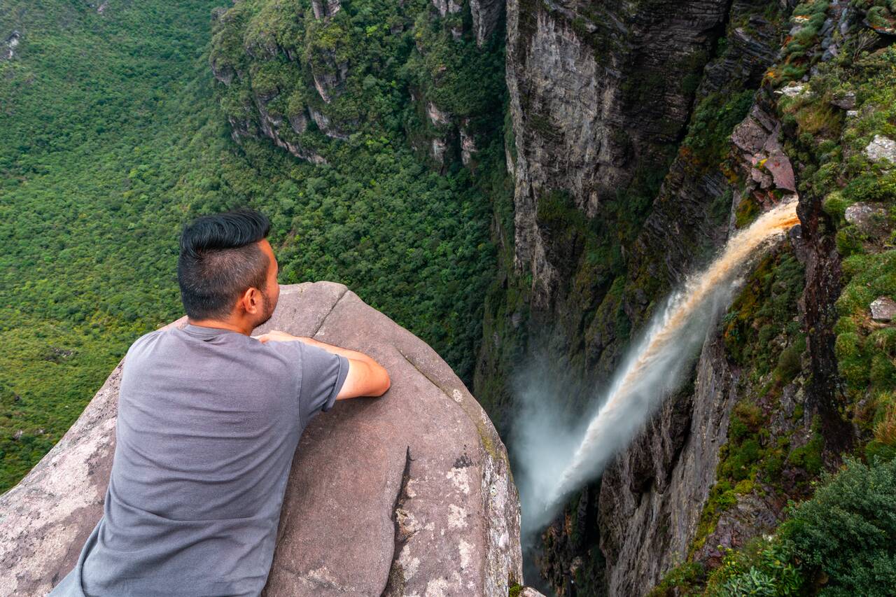 Me looking down Cachoeira da Fumaça