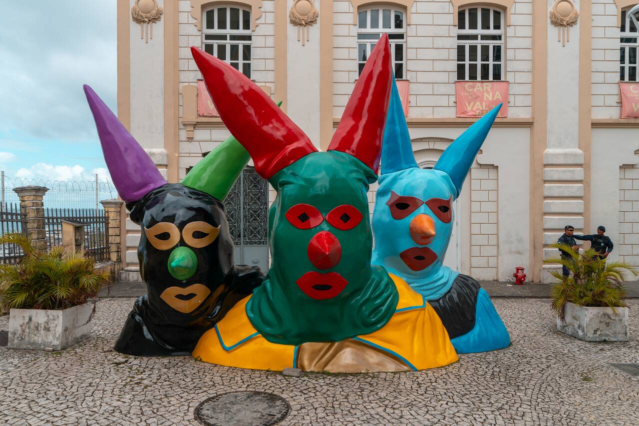 The statues in front of Casa do Carnaval da Bahia