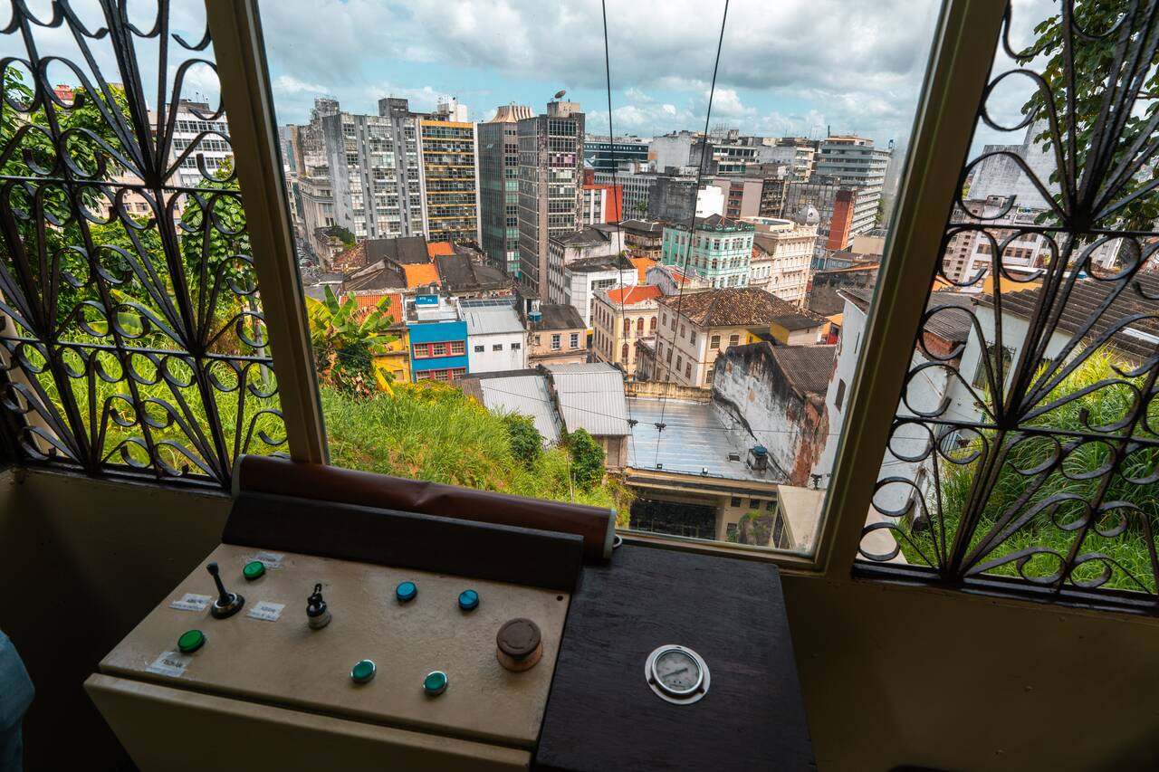 A controller inside a tram in Salvador
