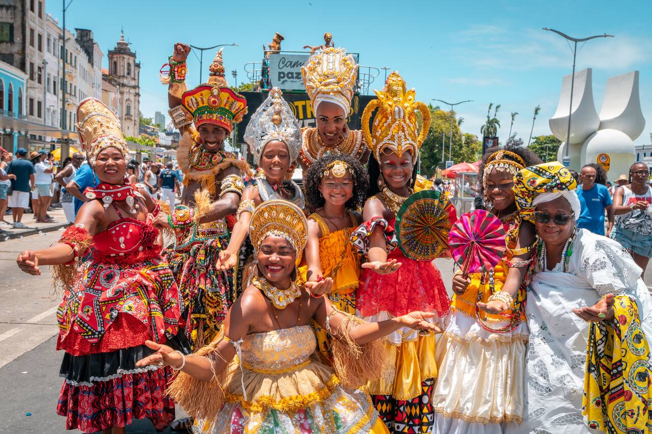 Locals in beautiful dresses at Bonfim Festival