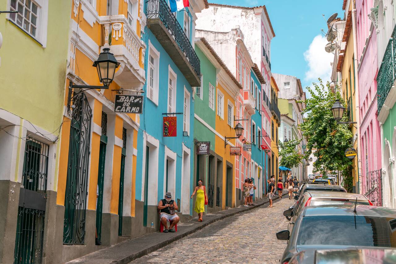 People walking on the street of Salvador during the day