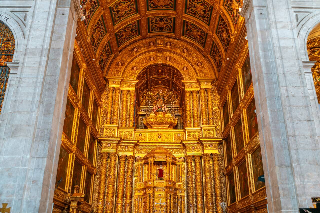 The golden altar at Cathedral of Salvador