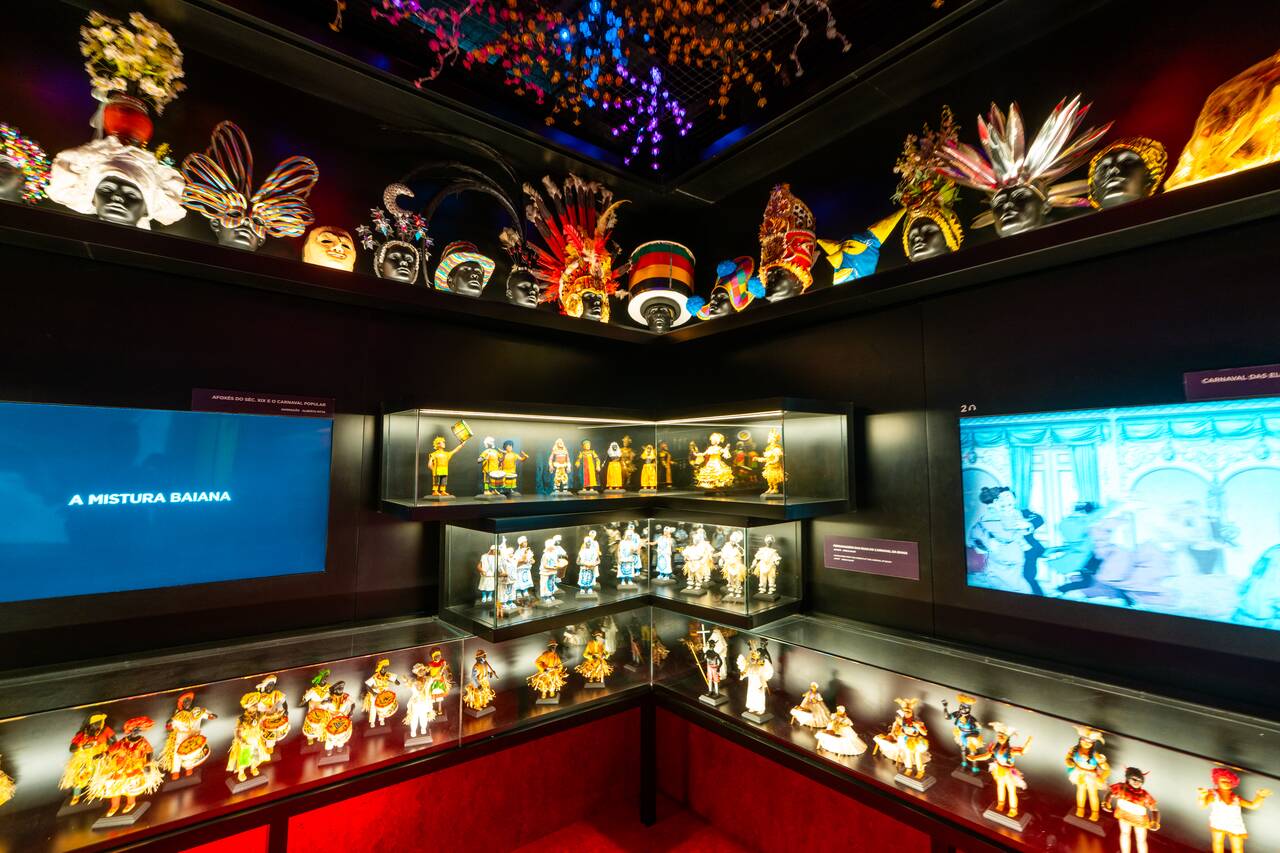 Carnival masks inside Casa do Carnaval da Bahia