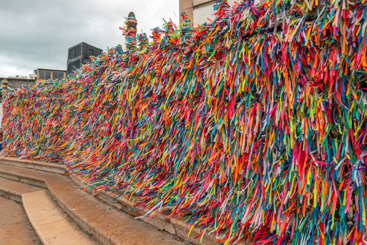 Ribbons in front of Bonfim Church