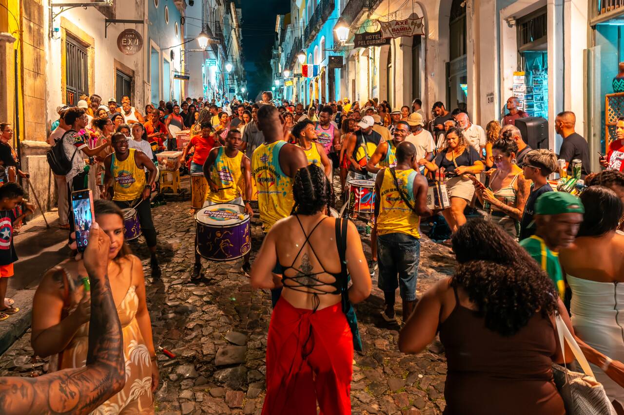 People dancing on the streets at Pelourinho