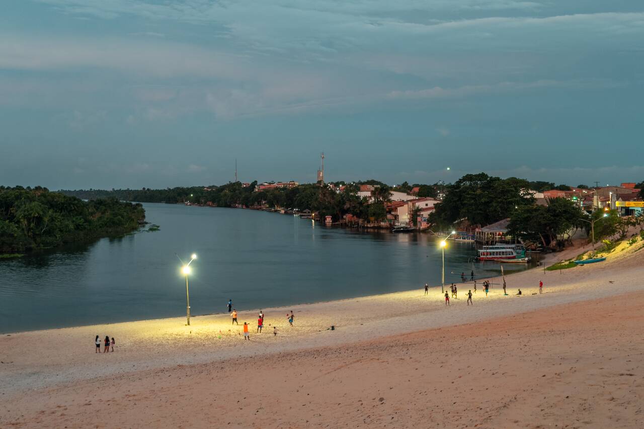 Barreirinhas seen from the sand dune at night