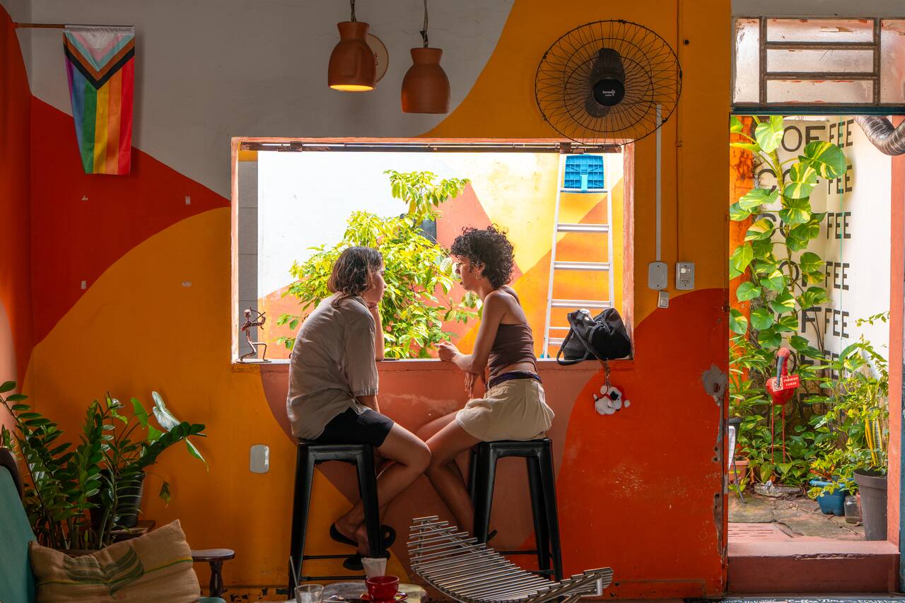 People hanging out at Café Guará
