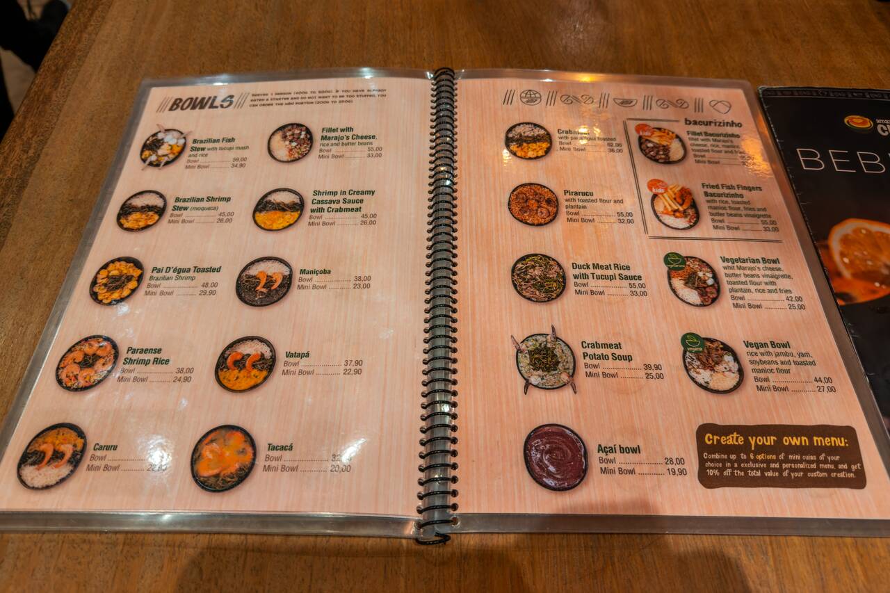 The menu at Amazônia na Cuia