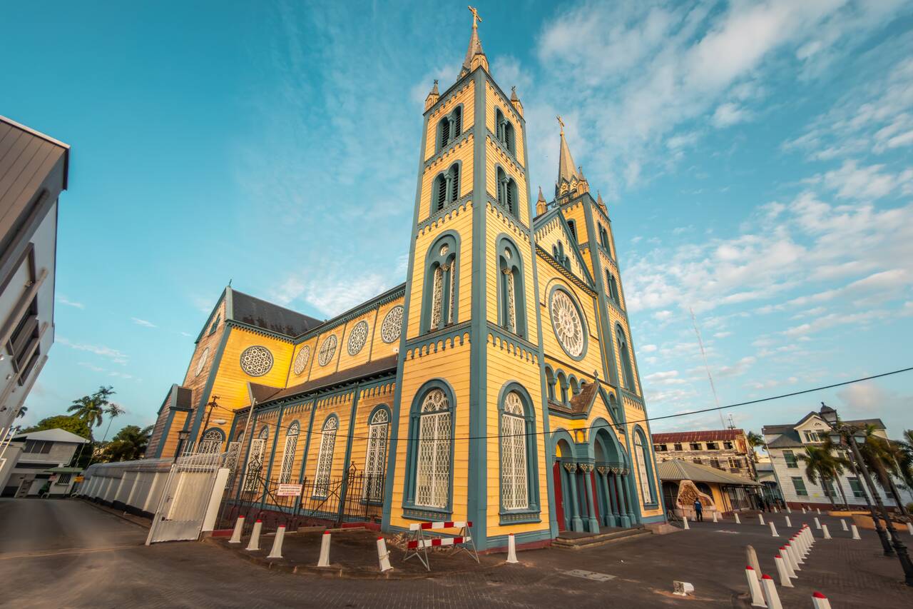 The exterior of Saint Peter and Paul Basilica of Paramaribo