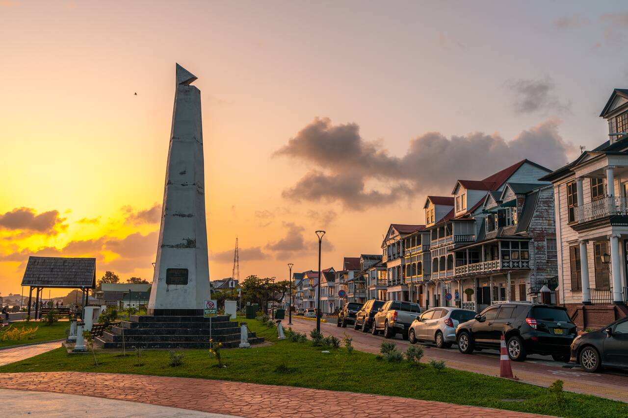 A monument at Waterkant at sunset