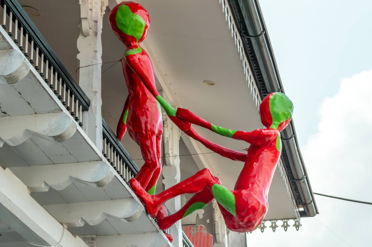 A sculpture outside Readytex Art Gallery