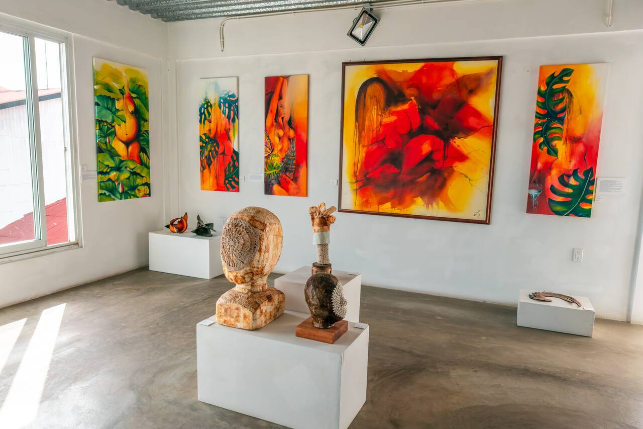 sculptures and art inside Readytex Art Gallery