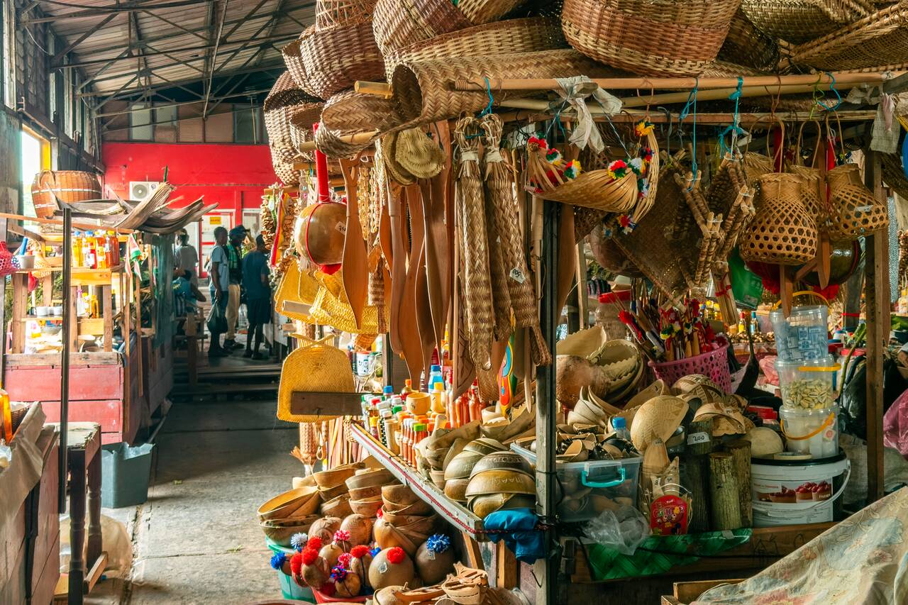 Handmade crafts at Marron Market in Paramaribo