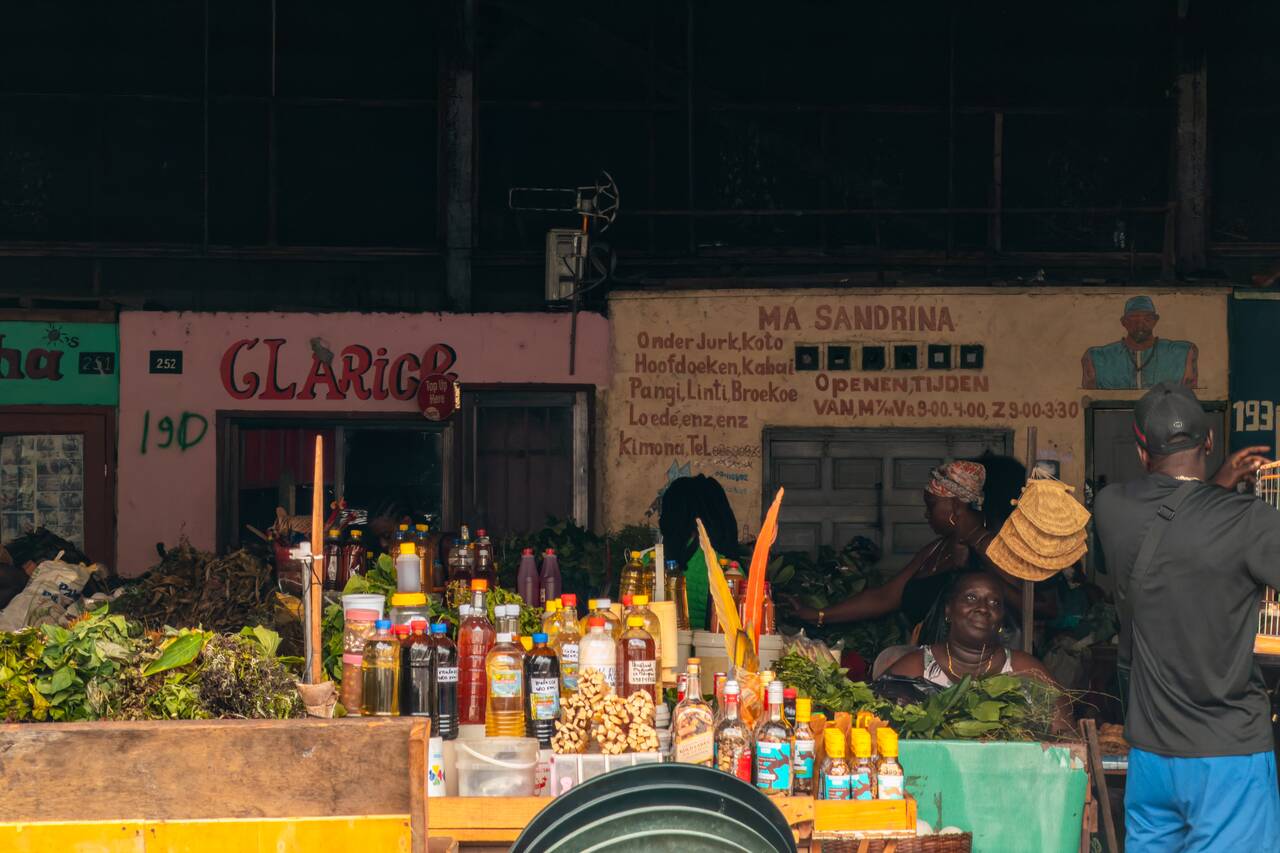 Inside Marron Market in Paramaribo