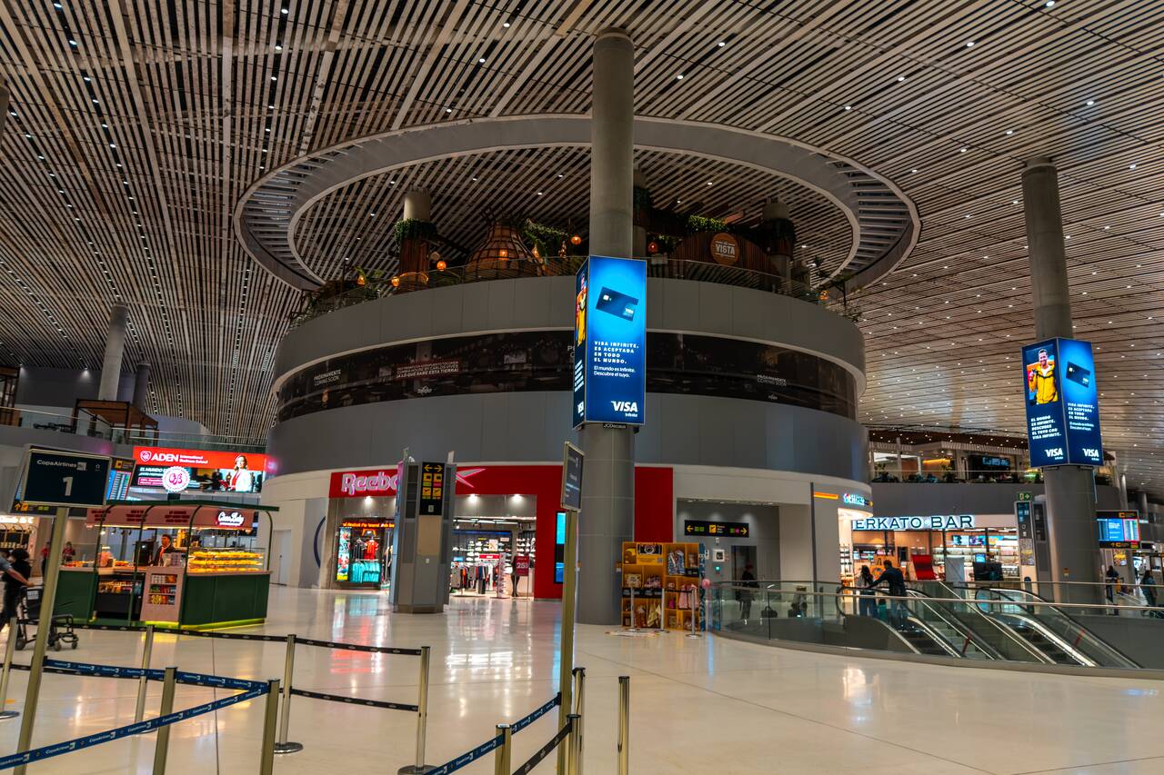 Inside the airport in Panama City