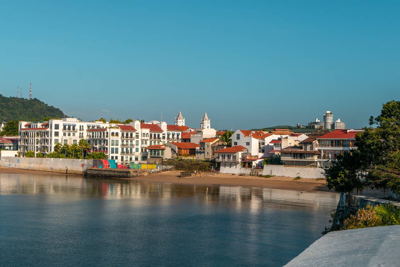 The view of old town seen from Plaza de Francia