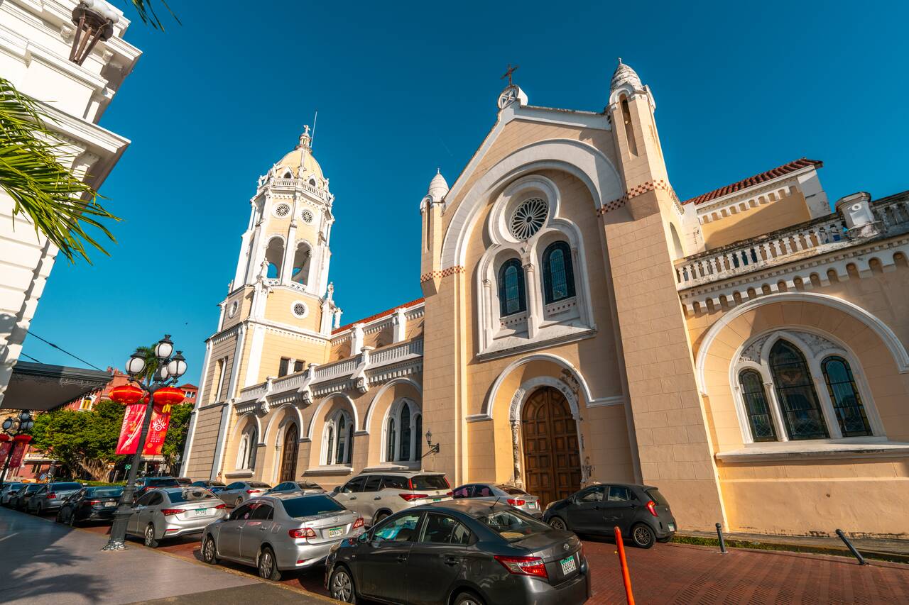 The exterior of San Francisco de Asis Church