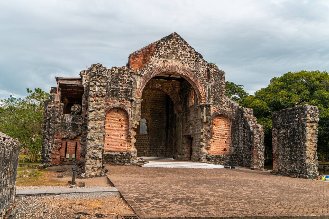 A church is along the day in Old Panama