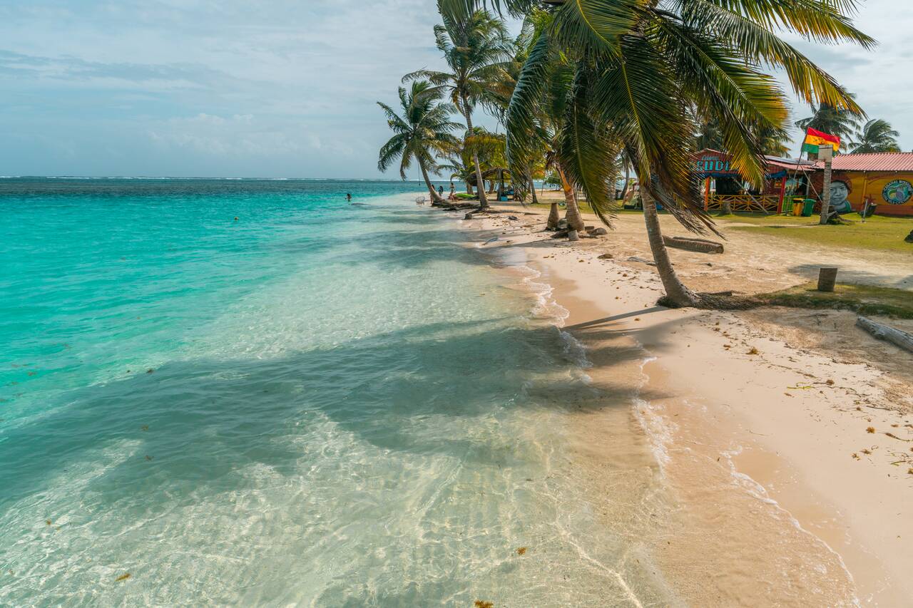 The clear water on Chichime Island at San Blas Islands