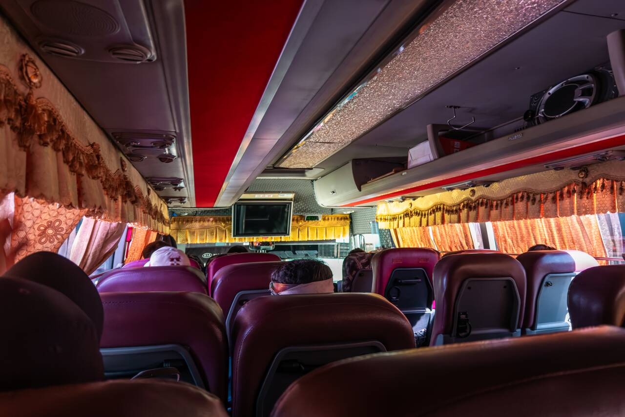 Inside a bus in Panama
