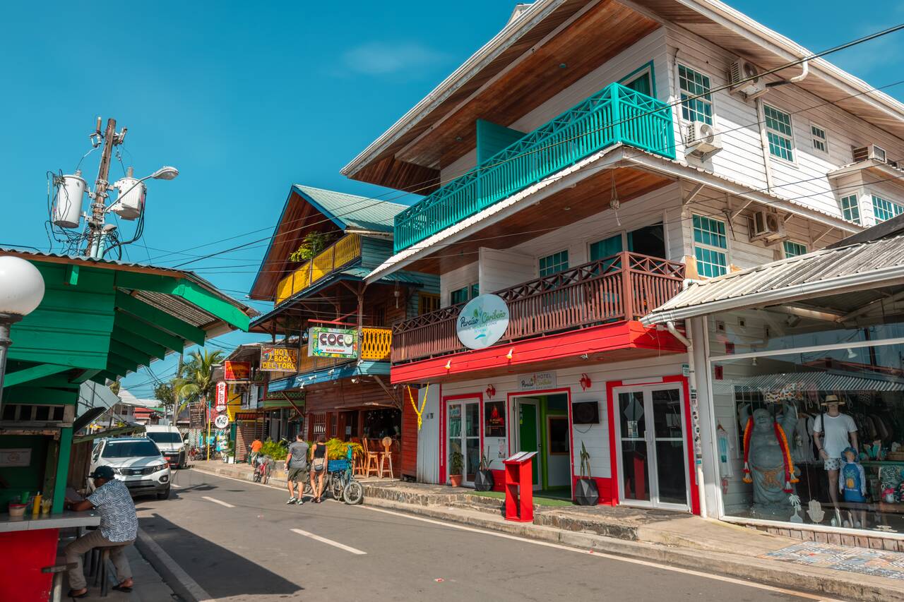 The street of Bocas Town during the day