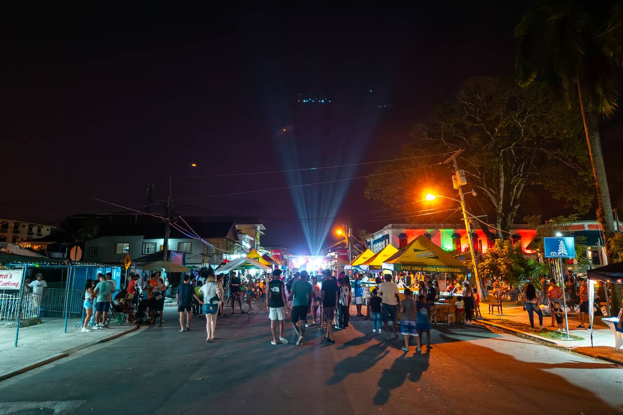 Bocas town at night