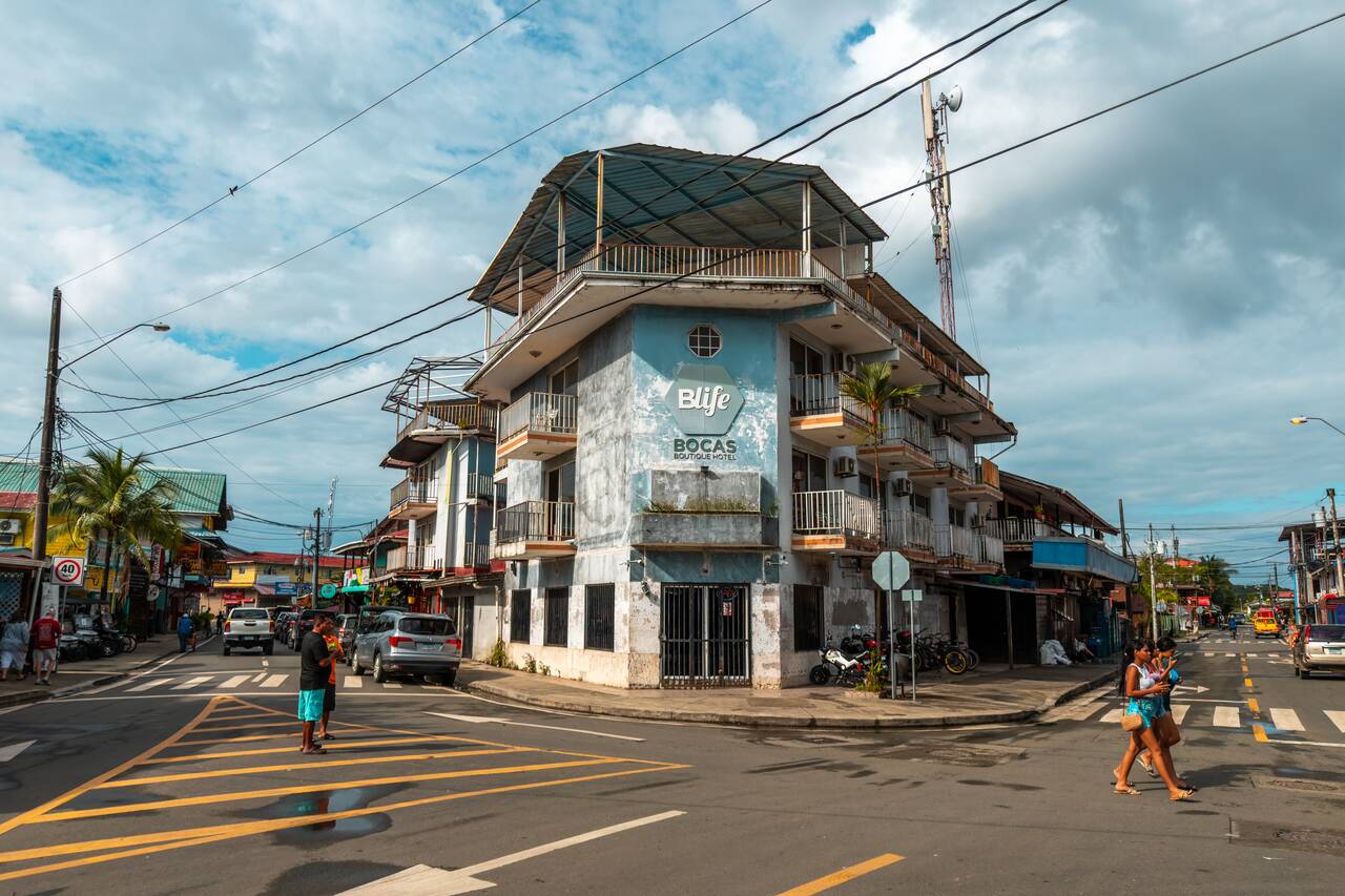 An old building in the local area in Bocas Town