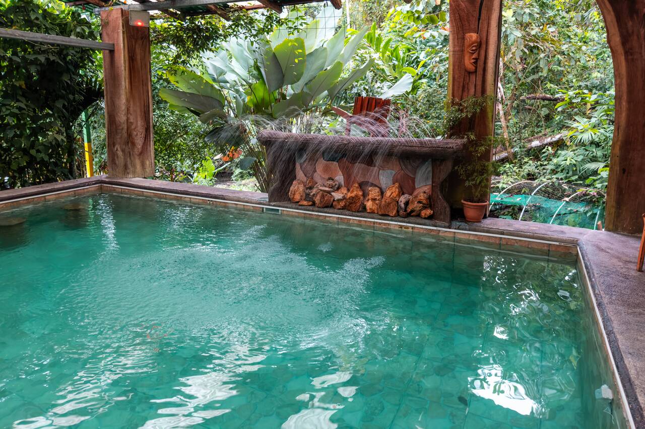 A spa area inside a hotel in La Fortuna