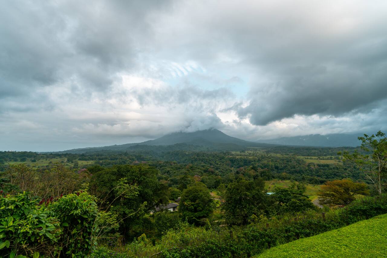 The view of Arenal Volcano seen from Mystico