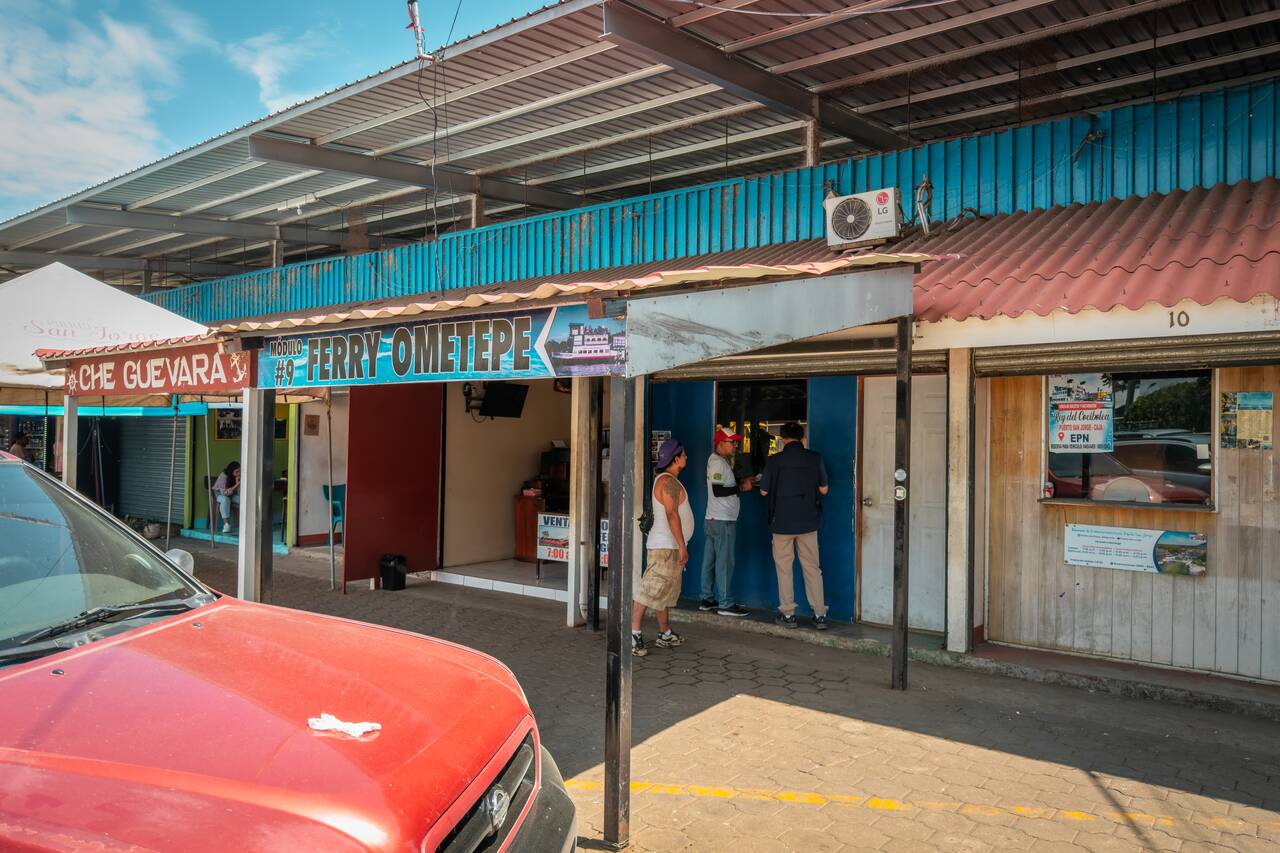 The San Jorge kiosk where you can buy a ferry ticket to Ometepe