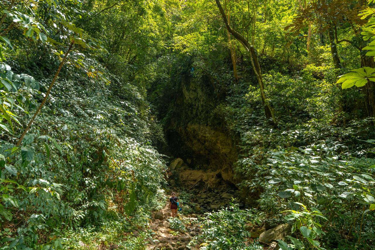 People hiking to San Ramon waterfalls