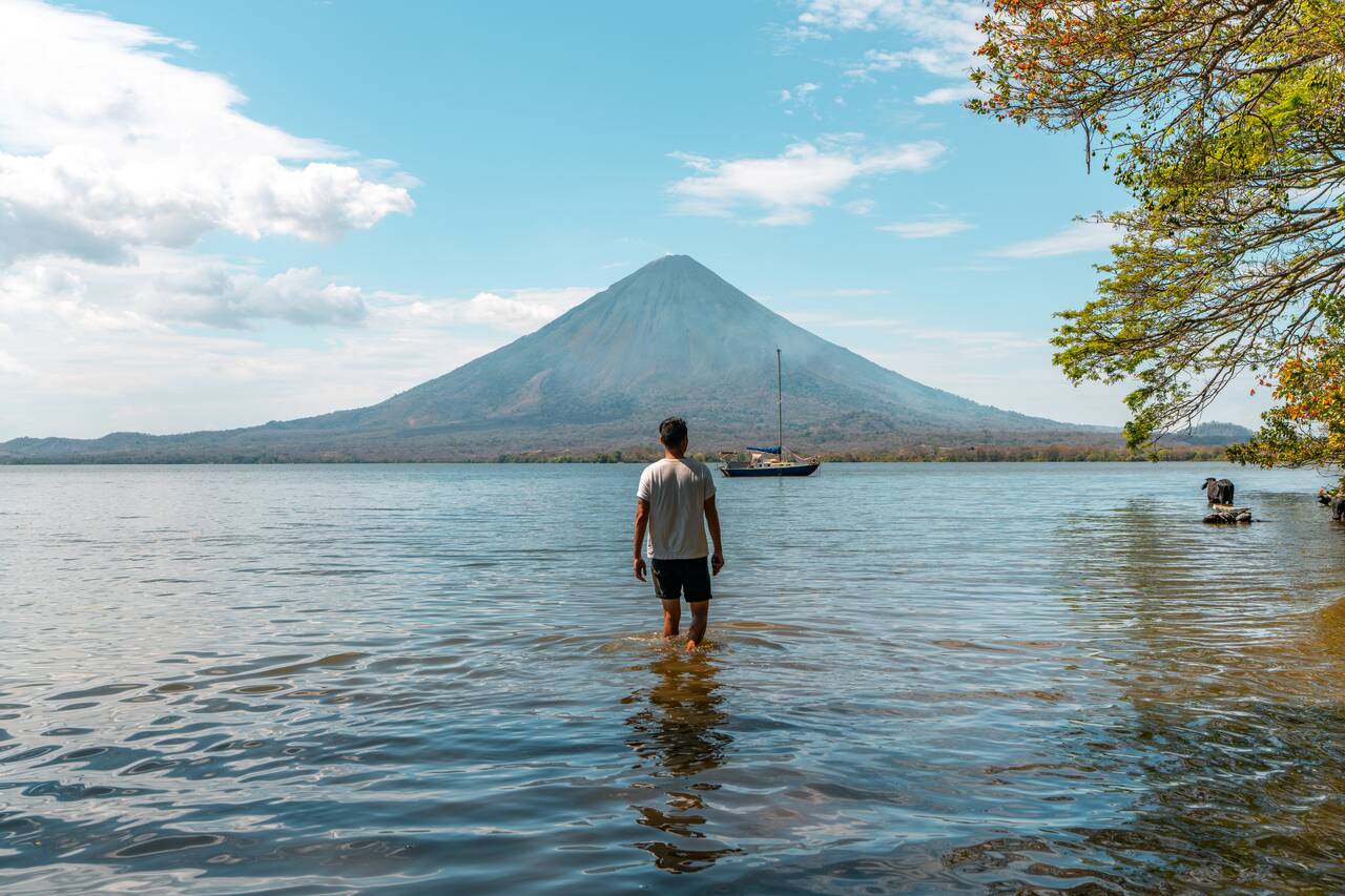 Me looking at Concepcion Volcano seen from Playa Mangos