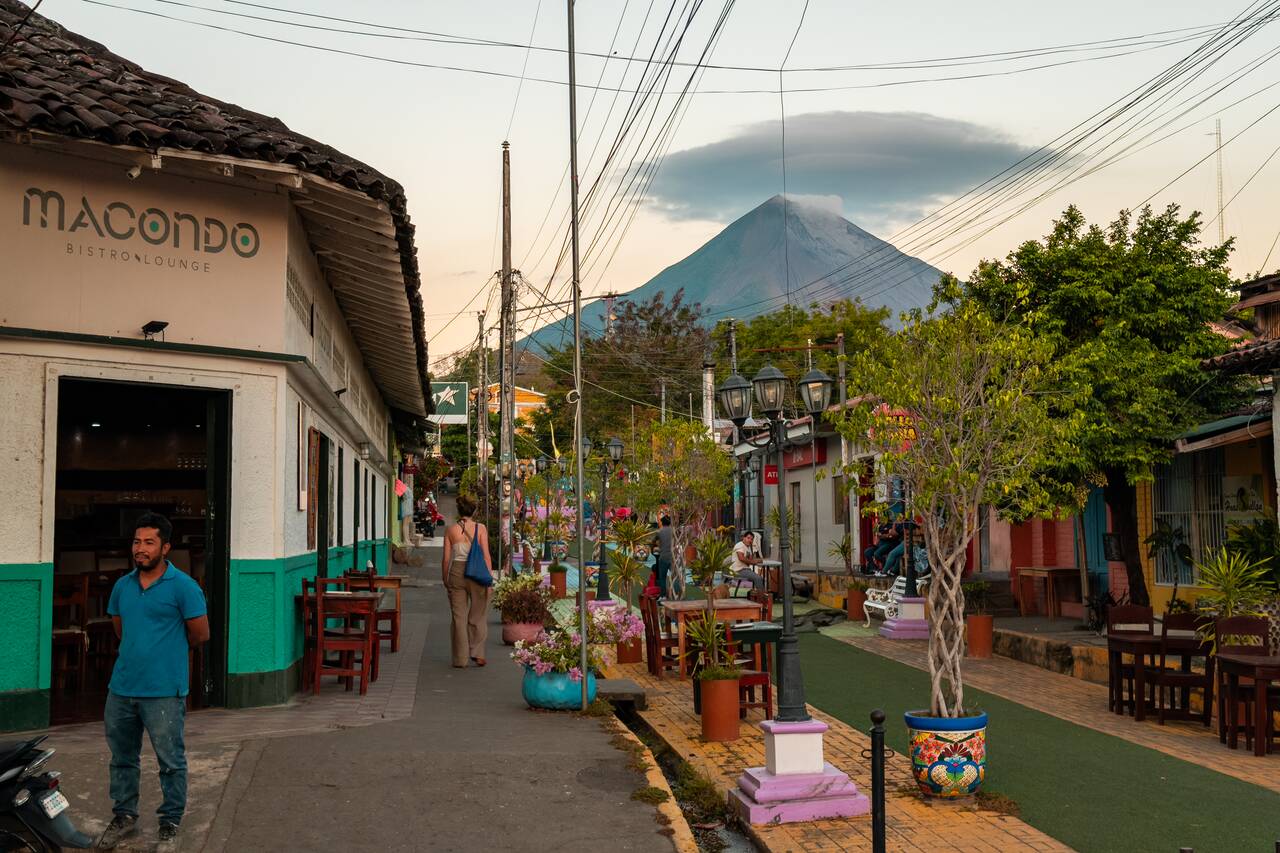 The locals walking along the street of Moyogalpa