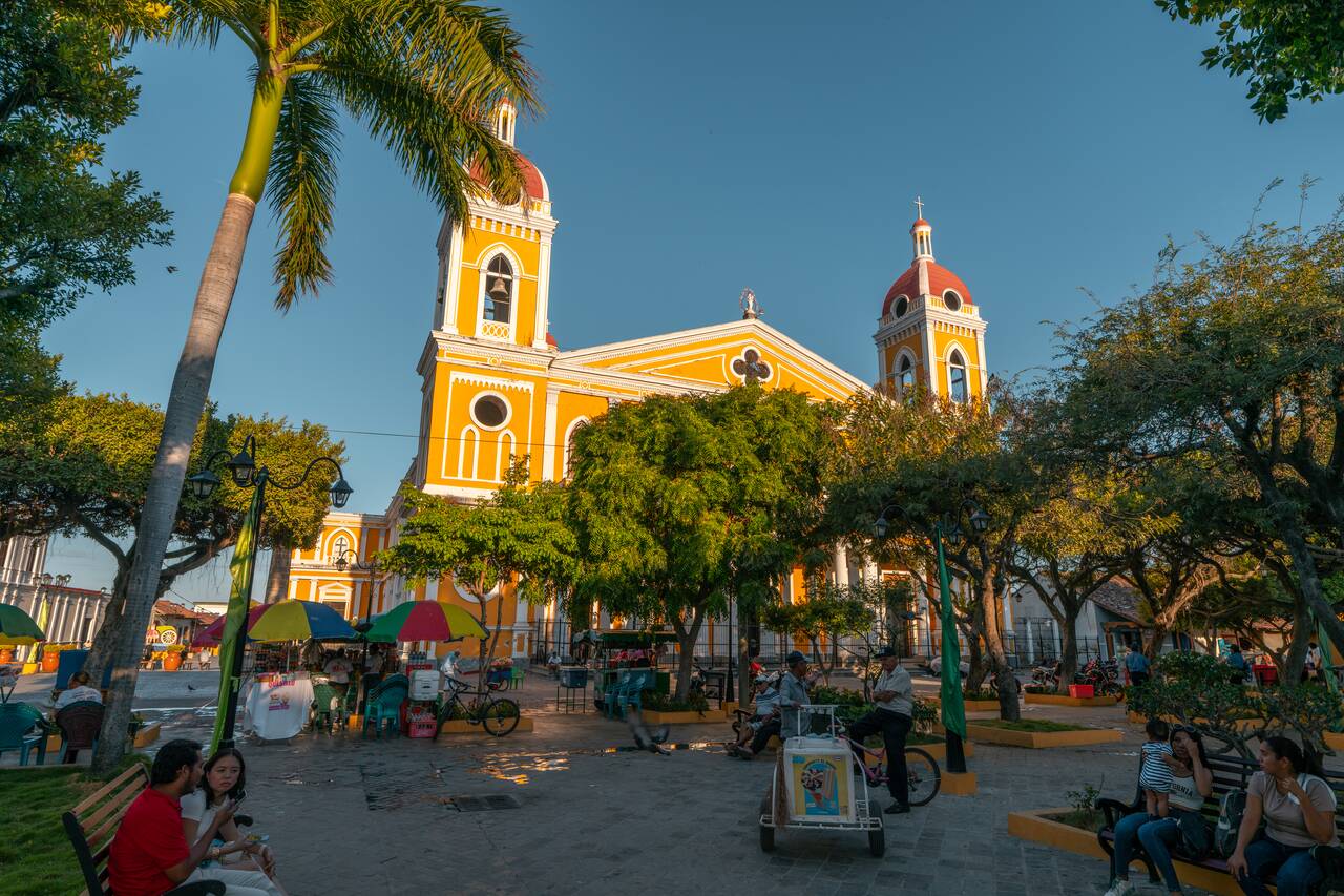 Parque Central de Granada at sunset