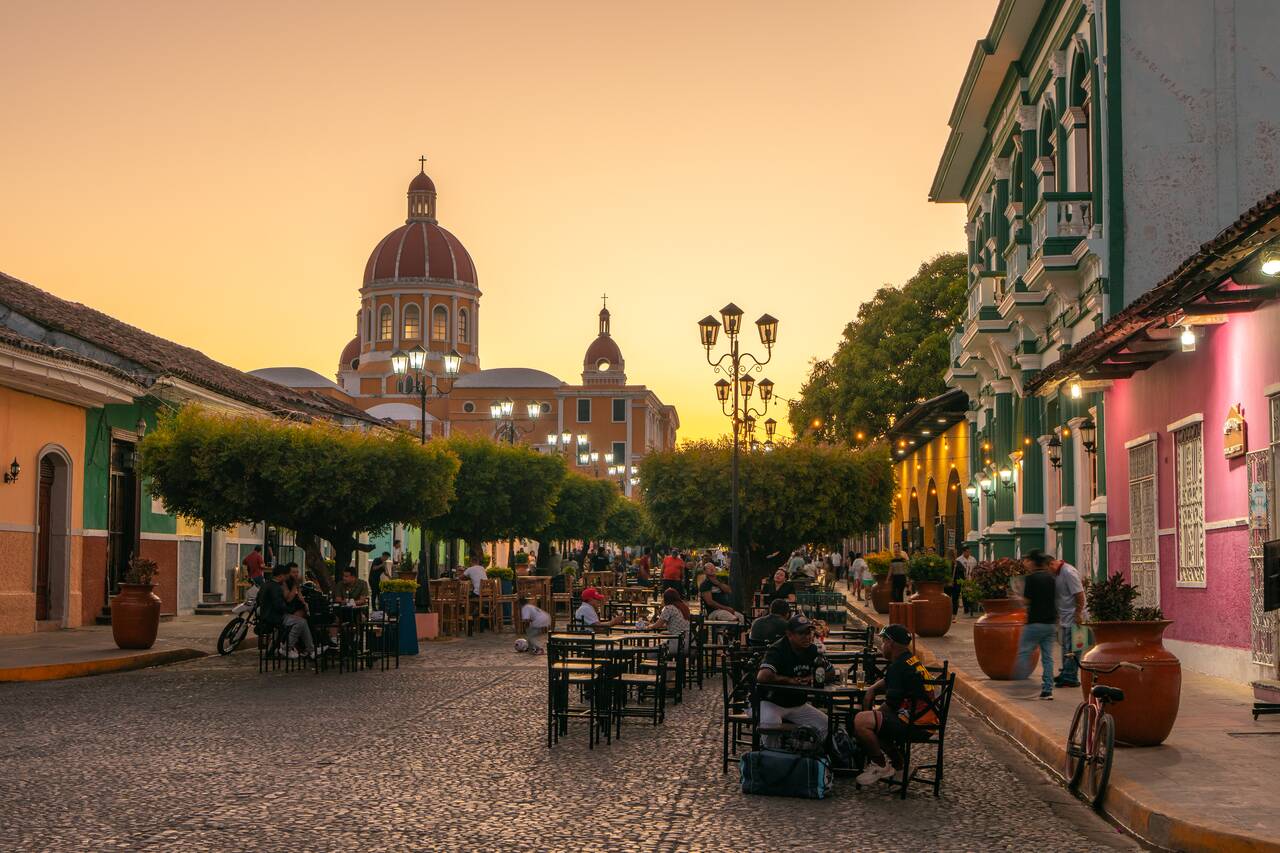 Calle La Calzada at sunset
