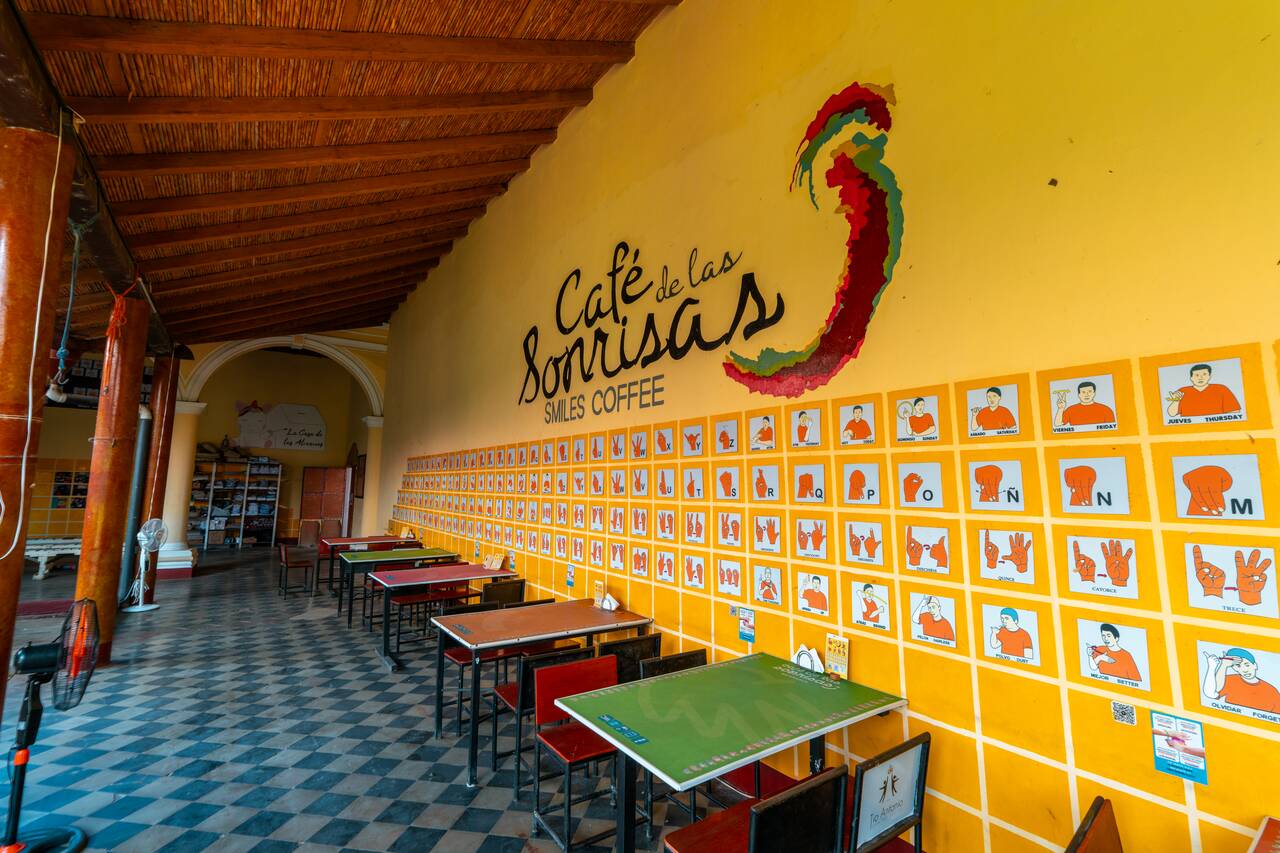 The interior of Café de las Sonrisas