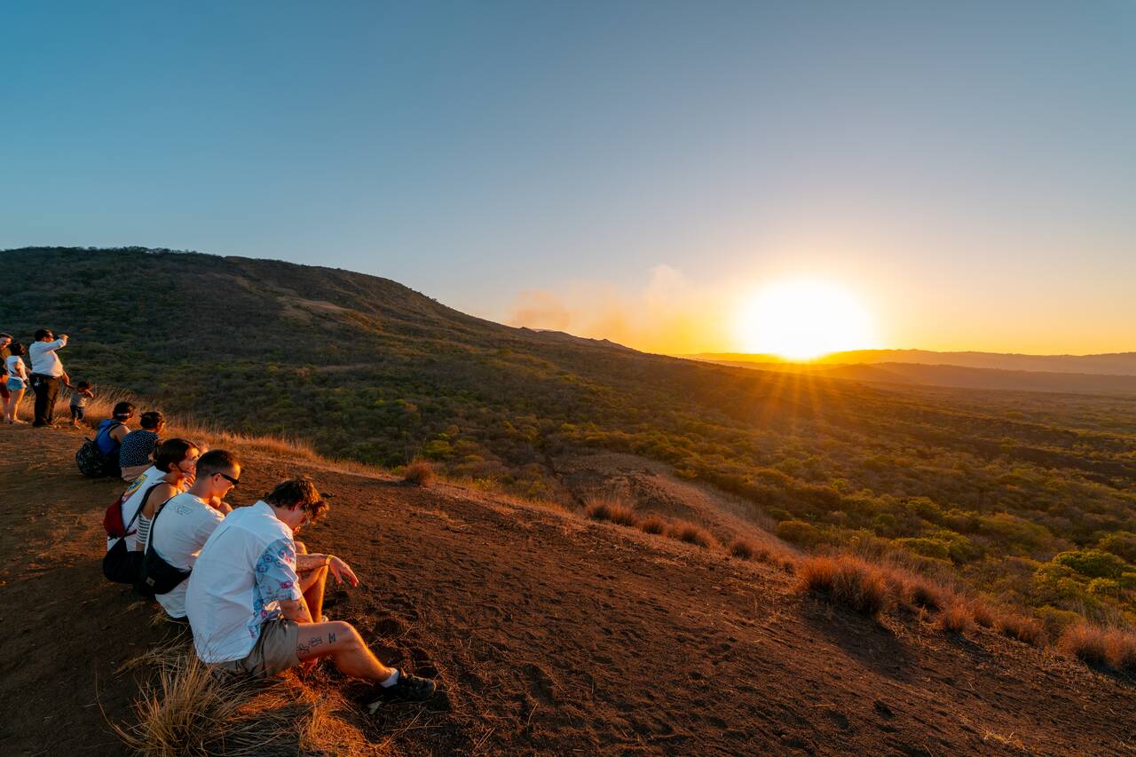 People watching sunset at Masaya Volcano
