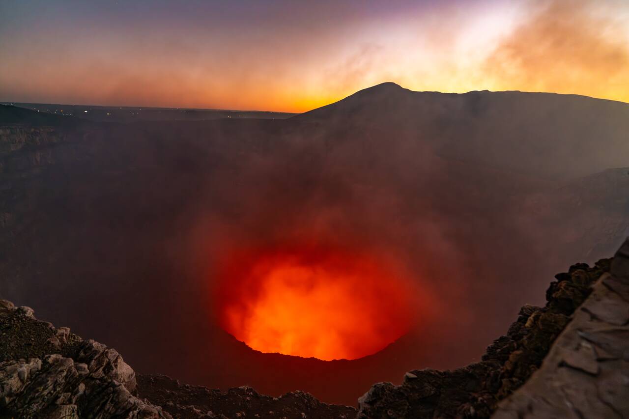 The glow seen at the crater of Masaya Volcano