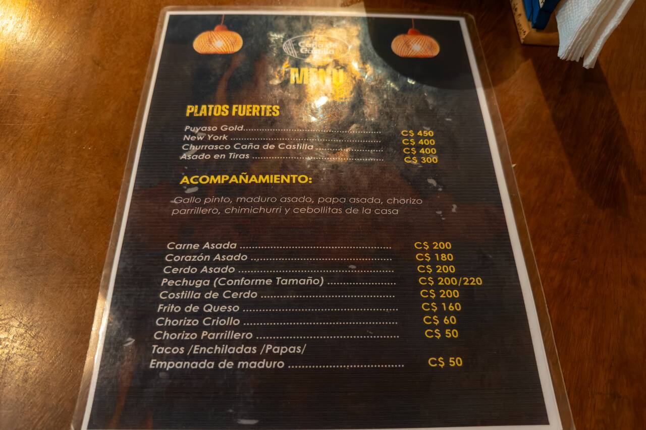 Menus from Asados Caรฑa de Castilla