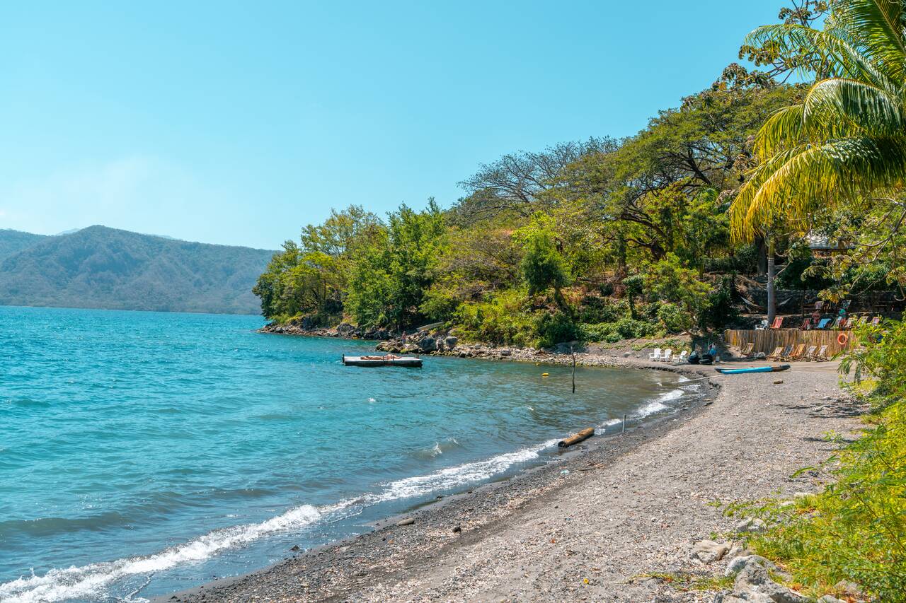 The secluded beach area at Coco Bay Hostel