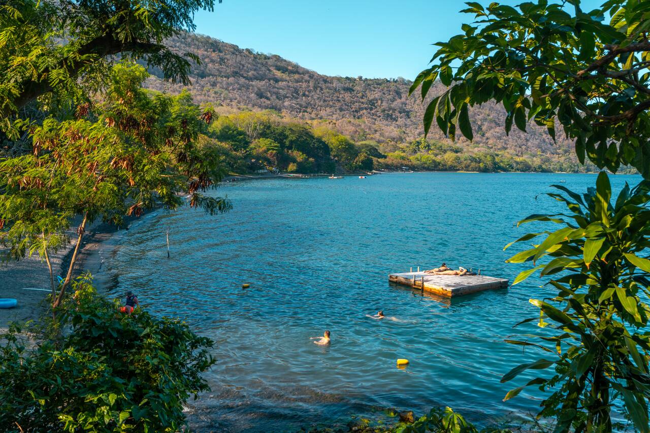 The swimming area at Coco Bay Hostel at Apoyo Lake