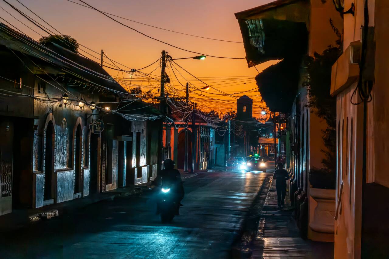 Sunset street in Leon