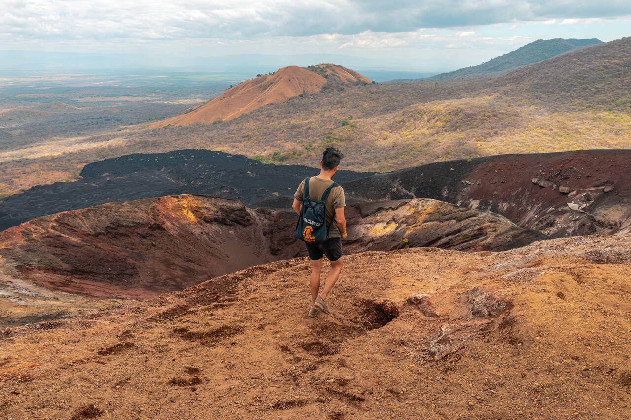 Me walking on Cerro Negro volcano looking at its crater