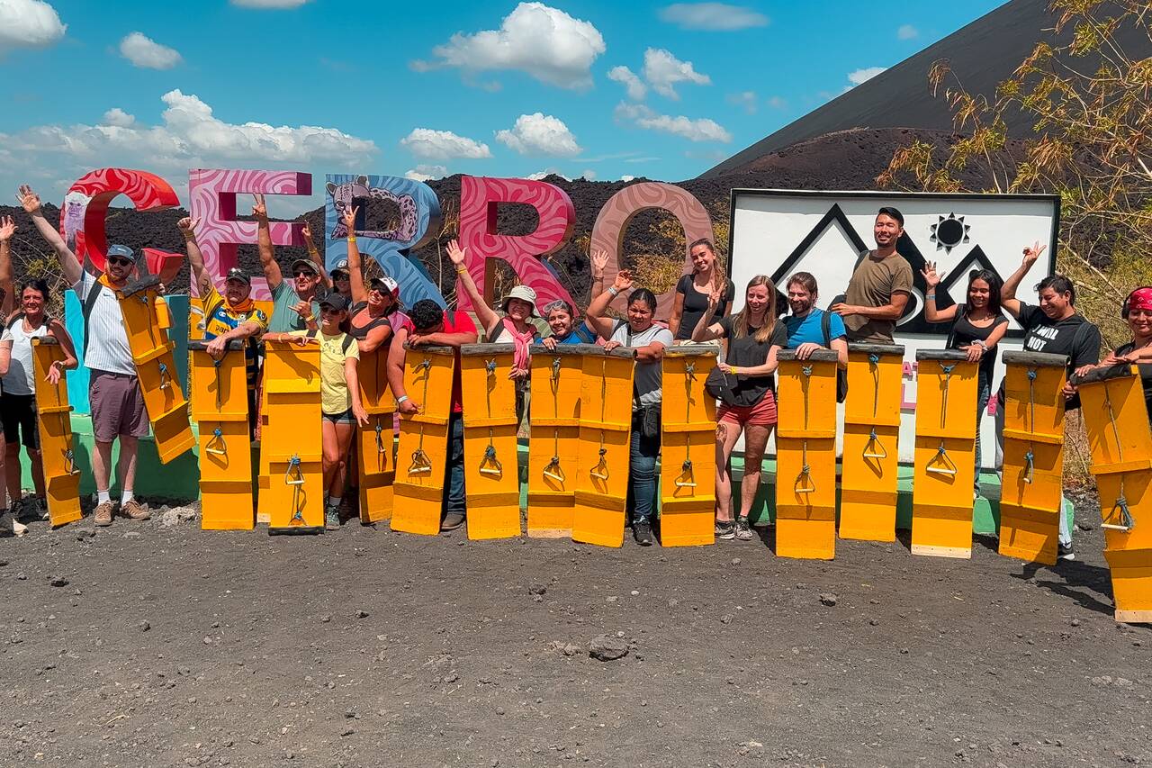 Our group before we go volcano boarding on Cerro Negro