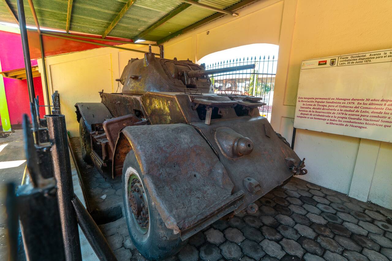 A tank seen inside the Museum of Traditions and Legends