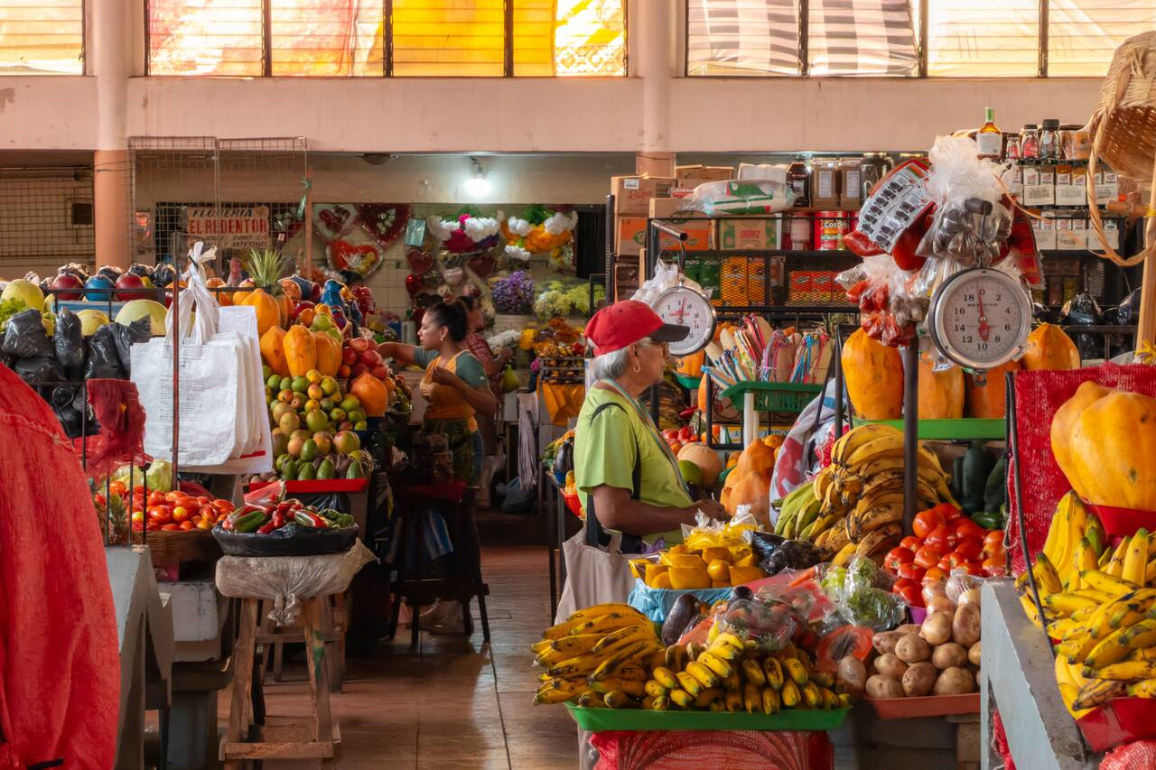 People shopping at Mercado Central de León