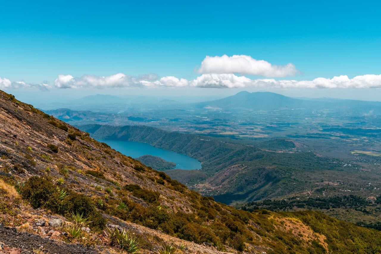 The view of the lake seen from the top of Santa Ana Volcano