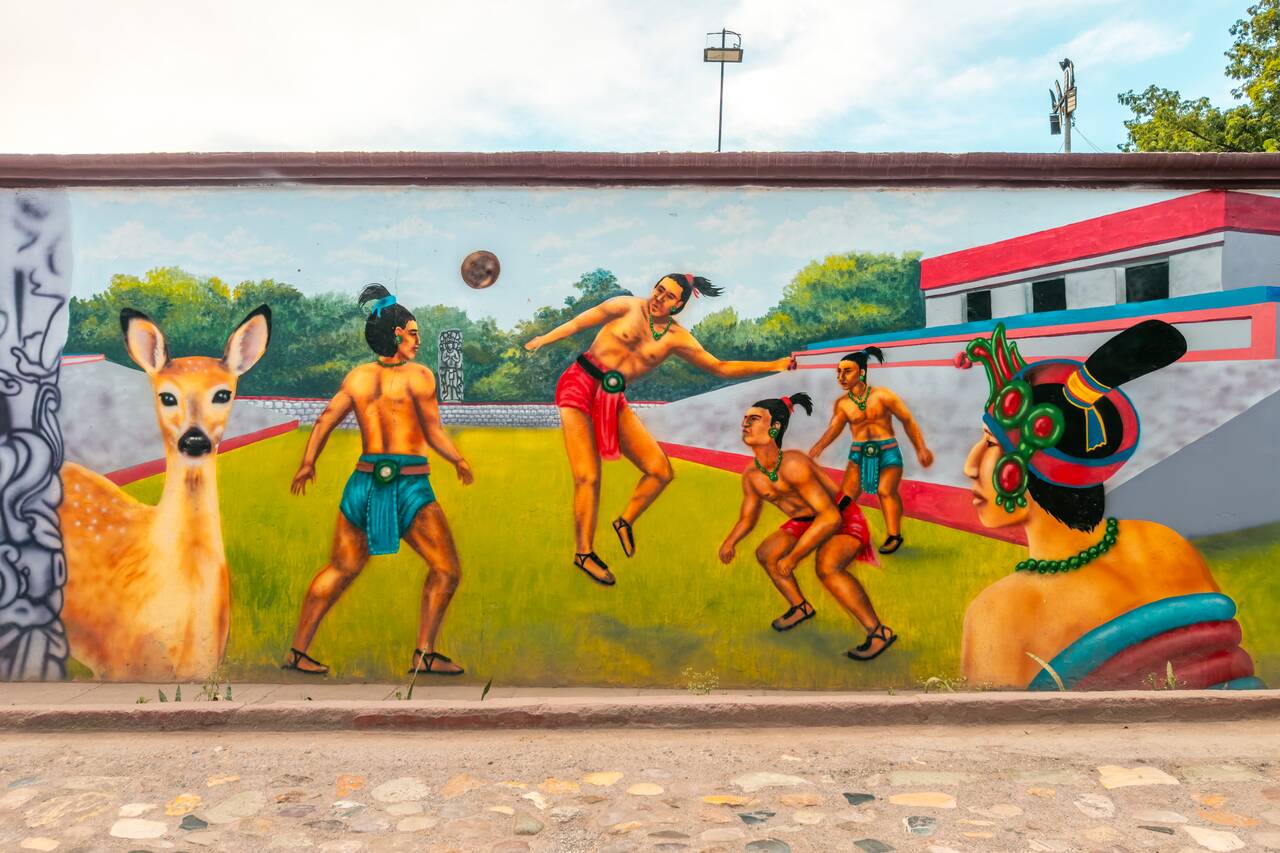 A colorful mural at Copán Ruinas Town